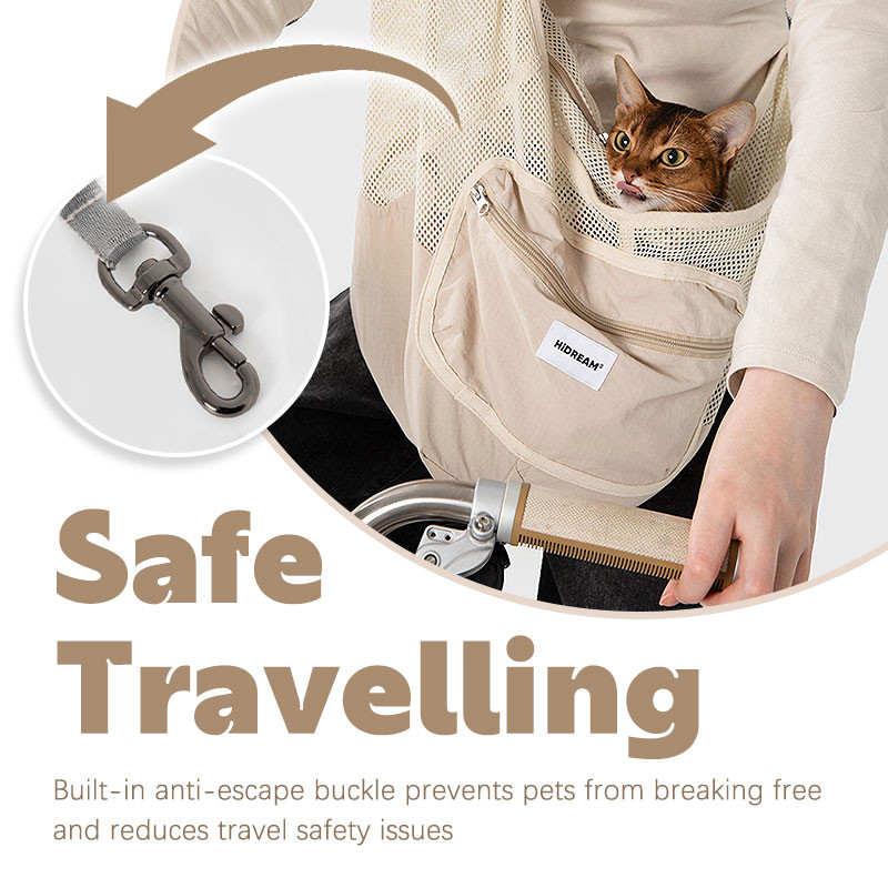 HamshMoc Pet Travel Carrier Làm mát thoáng khí Chống thoát hiểm thoải mái Không gian nhẹ Túi lưu trữ dây đeo tiện dụng