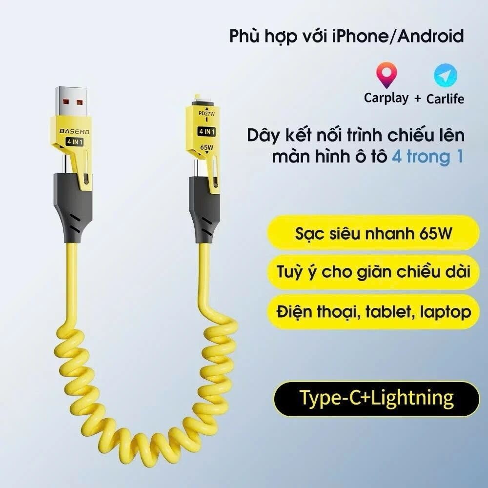 Cáp sạc nhanh 4 trong 1 [1.5M] Cáp Usb Type C cho dây cáp sạc Usb C Cáp sạc xe hơi tương thích rộng rãi cho ios / Type c