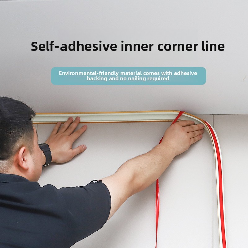 Tự Dính pvc Âm Góc Dòng Phòng Khách Trần Đường Góc Trên Dải Trang Trí Chống Thấm Nước Chống Dầu Tự Dính Góc Đường Tam Giác Cạnh Dải