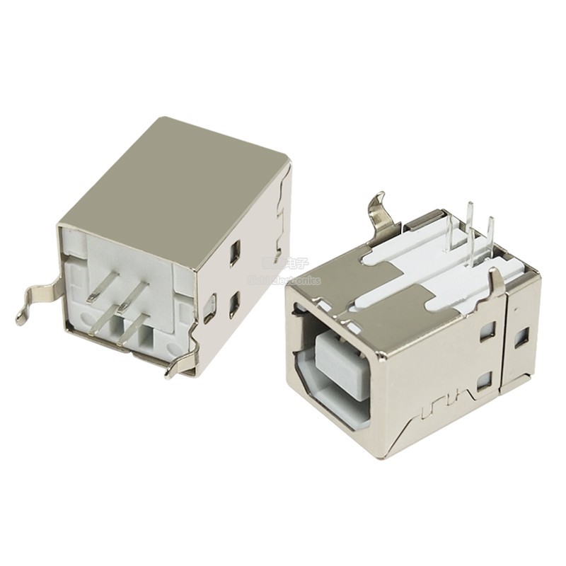 Máy in đầu vuông cổng vuông dọc USB-B Giá đỡ nữ 90° Giao diện cao su trắng loại D cong trong dòng BF-180 độ