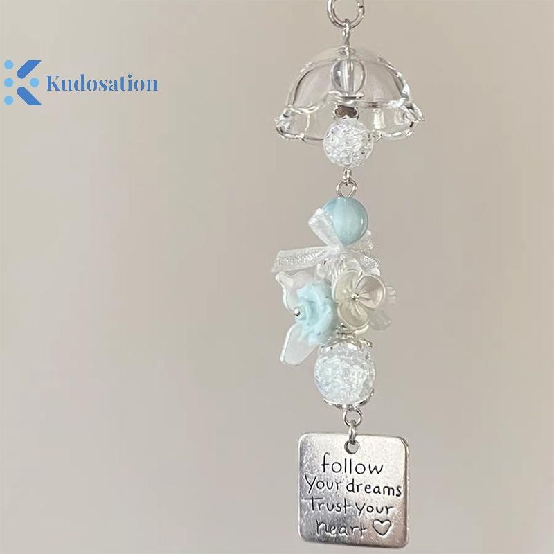 Kudosation Trong Suốt Móc Khóa Chuông Gió Dễ Thương Mặt Dây Chuyền Móc Khóa Điện Thoại Di Động Dây Túi Phụ Kiện Trang Trí Trang Trí Nhà Cửa