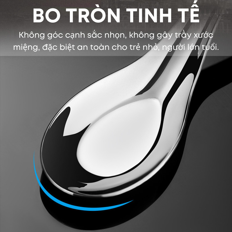 Thìa Inox 304 Dùng Ăn Cơm, Súp, Cháo KOOBEE – Không Gỉ, Dày Dặn, Sáng Bóng, An Toàn – Cho Trẻ Em, Người Lớn Tuổi | 308