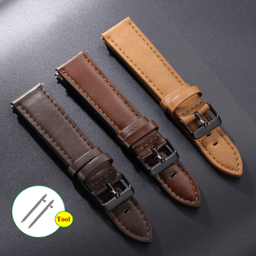 Phát Hành Nhanh Da Thật Chính Hãng Dây Đeo Đồng Hồ 20 Mm 22 Mm Đa Năng Đồng Hồ Nam Nữ Vòng Tay Cho Thạch Anh Dây Đồng Hồ Màu Nâu Truyền Thống Vintage Thường Ngày Chống Thấm Nước