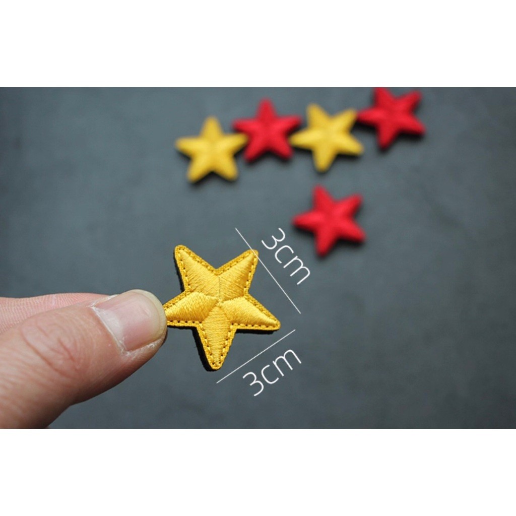 Patch_velcro miếng dán thêu hình ngôi sao 3D trang trí quần áo_ba lô_mũ nón