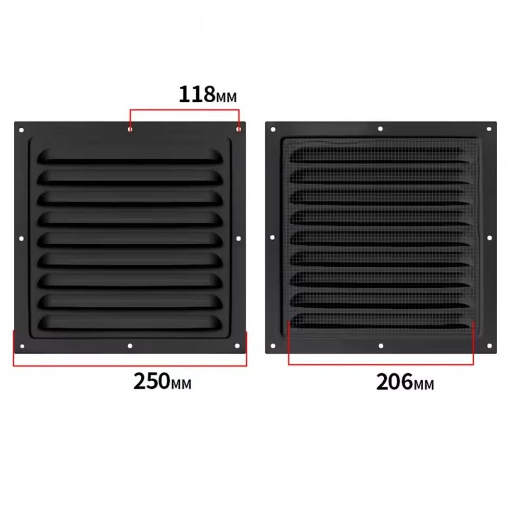 SUNKISSD Nắp che lưới tản nhiệt thông gió hợp kim nhôm, 100/150/200/250/300/400mm, tấm cửa sổ kim loại làm mát sưởi, vuông