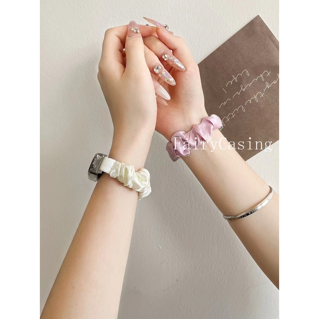 Dây đeo cổ tay dây buộc tóc đàn hồi + Vỏ trong suốt cho Xiaomi Mi Band 10 9 8 7 Vòng đeo tay thay thế cho MiBand 3 4 5 6 Band