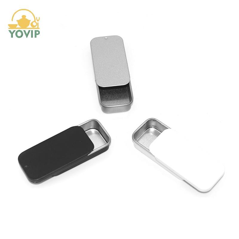 YOVIP Kim Loại Hình Chữ Nhật Rỗng Hộp Thiếc Thiếc Đẩy Kẹo Hộp Đựng Thuốc Hộp Bảo Quản VN