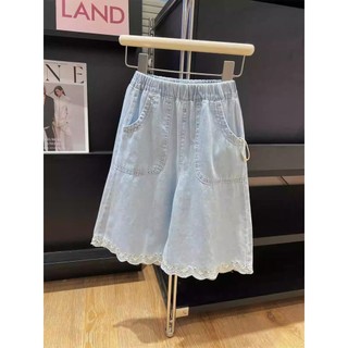 Mùa hè Phong Cách Mới Quần Jean Bé Gái Phiên Bản Hàn Quốc Bé Mắt Cá Chân Quần Ren Viền Mỏng Rời Quần Thường Ngày