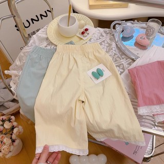 Mùa Hè Phong Cách Mới Bé Gái Quần Ren Mỏng Thường Ngày Crop Quần Thẳng Trẻ Em Bé Thời Trang Quần Rời