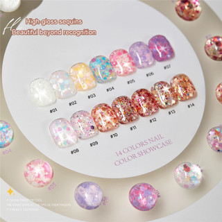 Baoshiman Sweet Girl Sequin Gel Móng Tay Siêu Flash Phong Cách Hàn Quốc Lớn Lấp Lánh Quang Trị Liệu Keo Móng Tay Nghệ Thuật Làm Móng Tay Cho Tiệm Làm Móng Tay
