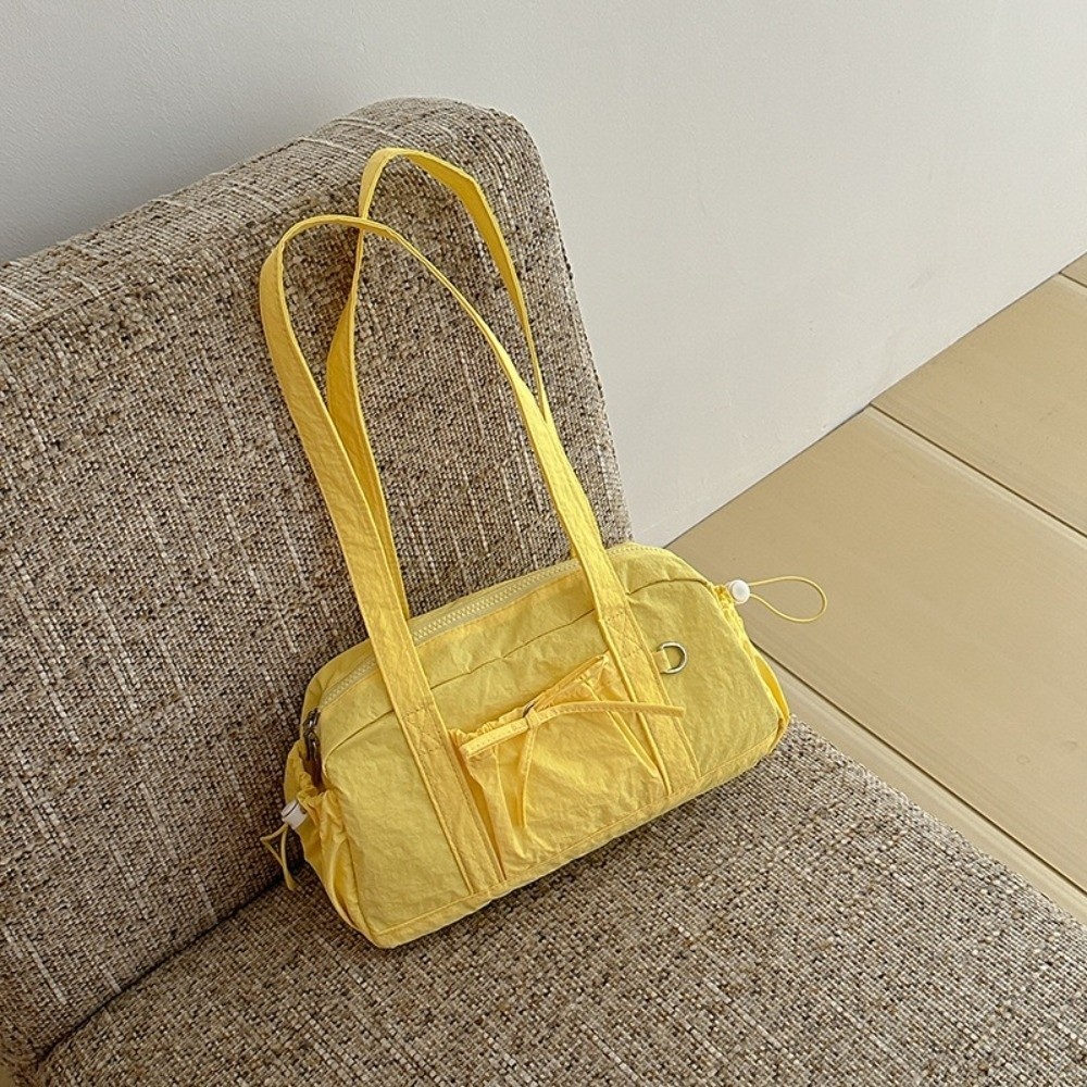Túi đeo vai GUSTAVA, Túi xách nữ Nylon siêu nhẹ, Nơ màu trơn Túi Tote du lịch dung tích lớn