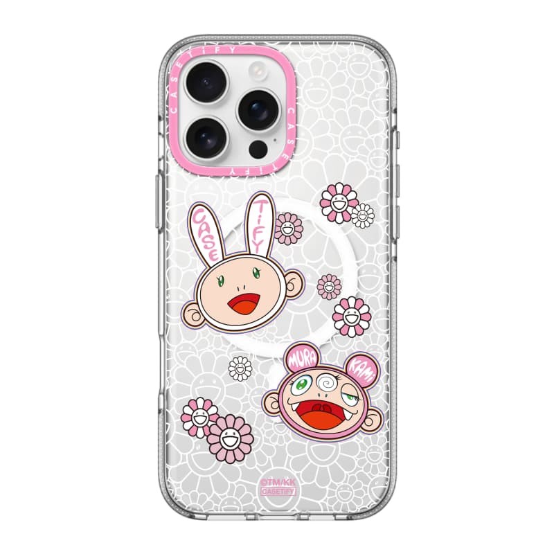 CASECASE X TAKASHI MURAKAMI KAIKAI VÀ KIKI GIỚI HẠN HỒNG CAMERA RING PHIÊN BẢN Tác động Vỏ hút từ tính trong suốt cho iPhone 16 / 15 / 14 / 13 Pro Max với bao bì cao cấp