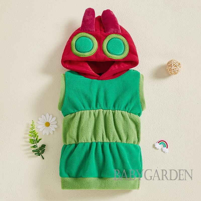 / / -Baby Boy / girl Caterpillar Cosplay Trang Phục Dễ Thương Không Tay Có Mũ Trùm Đầu Áo Vest Halloween Trang Phục Cho Bé Tập Đi