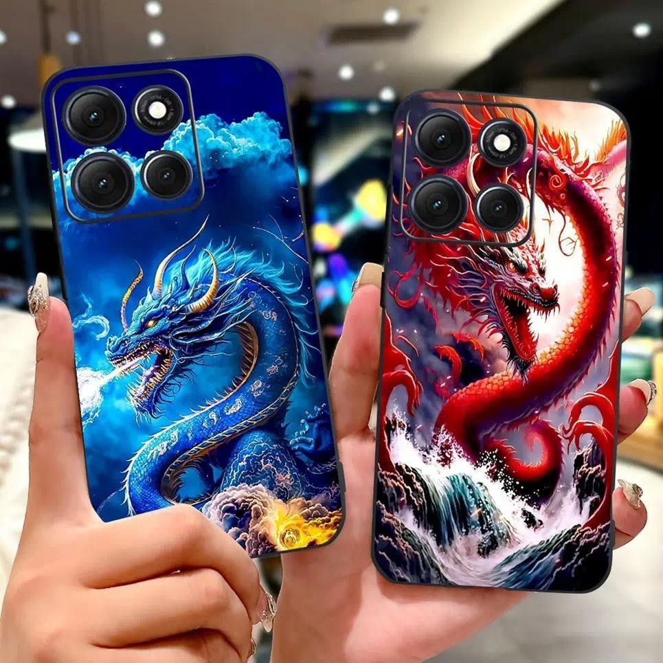 Ốp điện thoại in hình rồng sư tử hổ 2D cho Motorola Moto G86 Power Moto G56 G66j G66y Ốp lưng silicon mềm màu đen