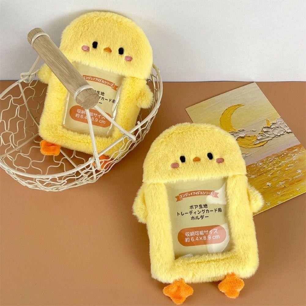 HOBBYIN Photocard, Hộp đựng thẻ ảnh gấu / thỏ / gà con sang trọng, Chất lượng cao Phim hoạt hình dễ thương Đa chức năng Thẻ cửa xe buýt tay áo Học sinh