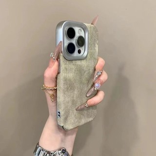 Ốp Điện Thoại Họa Tiết Denim Mạ Điện Sang Trọng Cho iPhone16 15 14 13 12 11 Pro Max Chống Sốc Bảo Vệ Camera Ốp Lưng Mềm Chống Rơi