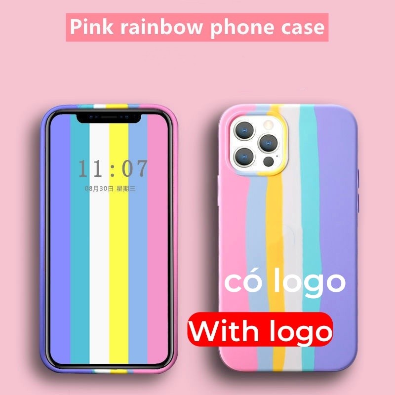 Hồng Cầu Vồng Tương Thích Cho iphone 16 / 15 / 14 / 13 / 12 / 11 / Pro Max XS Max XR 7 8 plus / mini Vỏ Điện Thoại Silicon Lỏng Bảo Vệ Toàn Diện