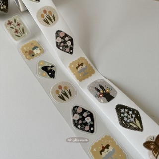 Washi tape mùa xuân Rabbit Flower Story Yier cắt viền chiết 1M