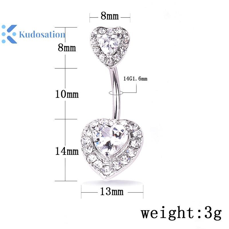 Kudosation Pha Lê Trái Tim Rốn Bụng Nút Nhẫn Barbell Rốn Nhẫn Xuyên Cơ Thể Trang Sức