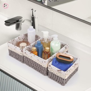 Giỏ đựng đồ đan nhỏ Giỏ đựng dây giấy bền cho kệ Tủ ngăn kéo