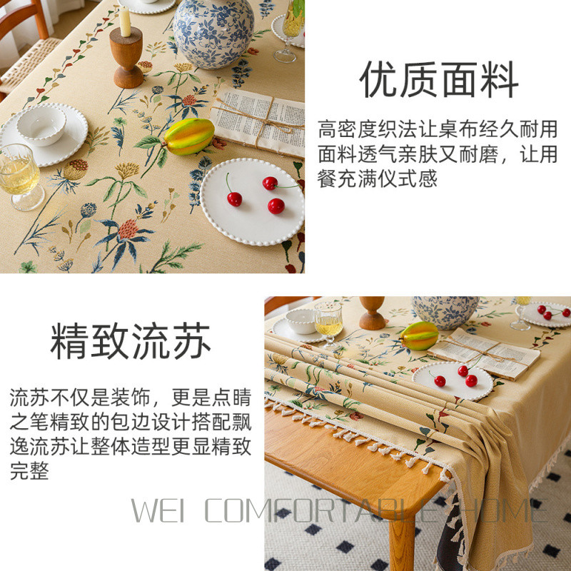 Phong Cách Mới Khăn Trải Bàn Retro Mỹ Phong Cách Mục Vụ Thêu Trang Trí Bàn Cà Phê Vải