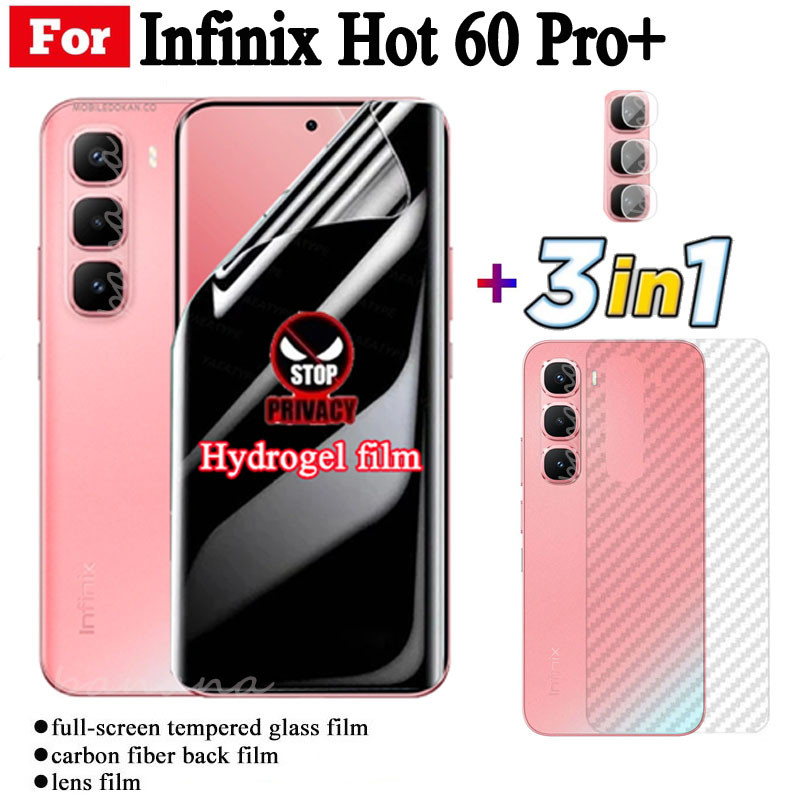 3 trong 1 Infinix Hot 60 Pro + Full Cover Soft Privacy Hydrogel Film Bảo vệ màn hình cho Infinix Hot 60 Pro Hot 60i Hot 50 Pro + Bảo vệ màn hình Kính ống kính máy ảnh