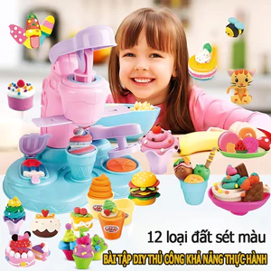 Children Plasticine Ice Cream Maker Color Clay Mold Set Girls Clay Toy