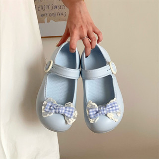Xixitiao Phong Cách Hàn Quốc Nơ Ngoài Trời Nữ Mùa Hè Đế Mềm Mary Jane Giày Ballet