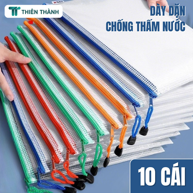 Túi Đựng Giấy Tờ A4 Trong Suốt - Túi Lưới Chống Thấm Nước Kèm Khóa Kéo, Tiện Lợi Lưu Trữ Tài Liệu, Hồ Sơ