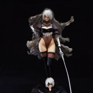 Hàng sẵn có Anime Nier Mechanical Era Váy cưới 2B Miss Sister Tượng hai đầu đóng hộp Mô hình nhân vật