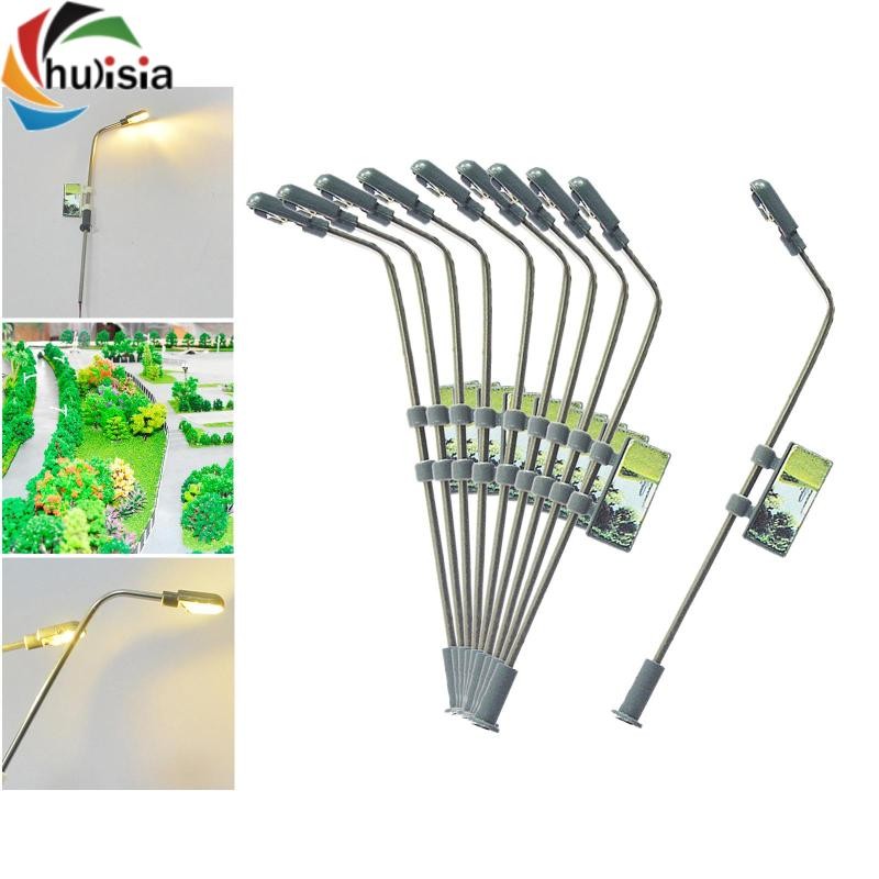 chulisia 10 Chiếc Mẫu Đèn Đường Sắt / TT / Đèn LED Mô Hình Xây Dựng Bộ Đèn Đường Sắt Bài Diorama Phụ Kiện