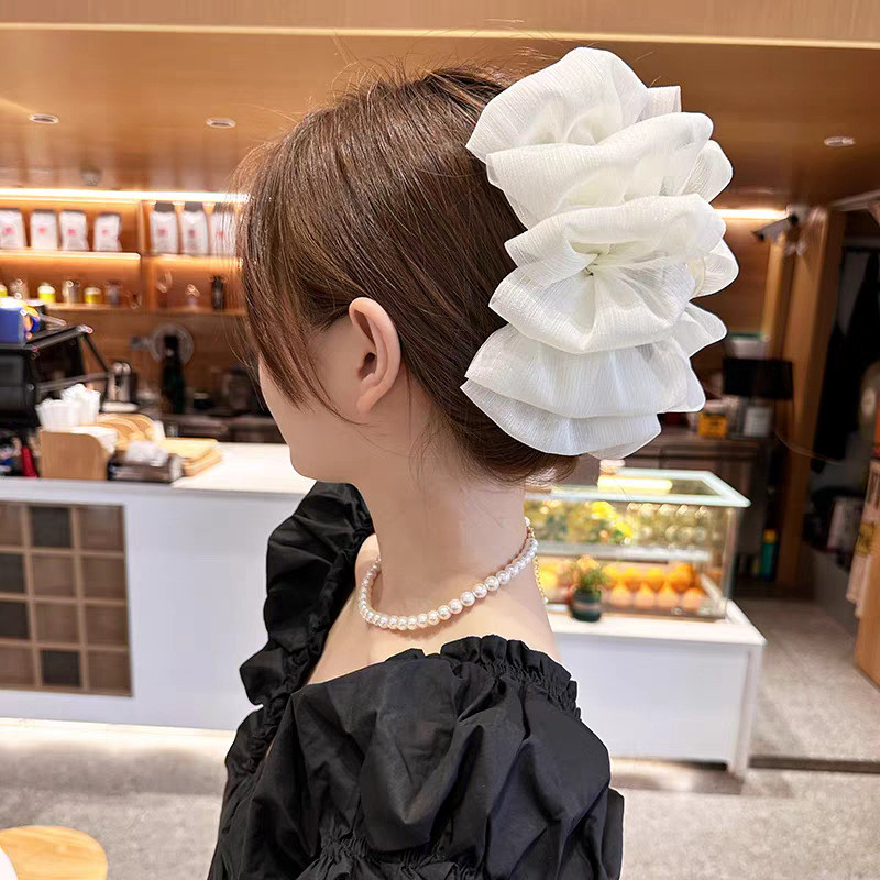 Nơ Hai Mặt Lớn Streamer Bong Bóng Grabbing Nơ Cá Mập Kẹp Tóc