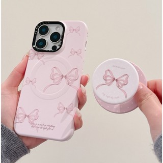 Ốp điện thoại giá đỡ từ tính toàn màn hình màu hồng sang trọng phù hợp cho iPhone16 15 14 13 Pro max bảo vệ camera chống sốc chống rơi mặt sau cứng