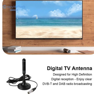 Ăng-ten TV di động Cáp đồng trục 300cm Ăng-ten nhận kỹ thuật số DVB-T DVB-T2 DAB Kỹ thuật số ngoài trời trong nhà HD Freeview trên không cho TV thông minh [CrazyMallueb.vn]