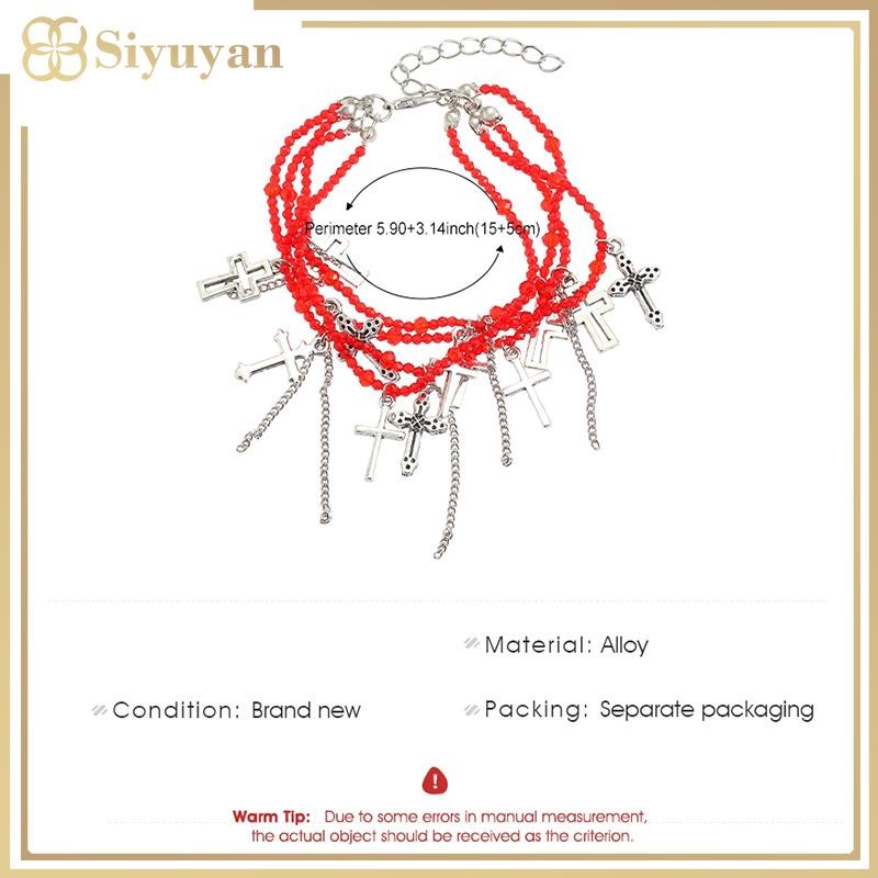 Siyuyan Trang Sức Thời Trang Nhiều Lớp Với Dây Chuyền Và Vòng Tay Đính Hạt Chữ Thập, Phù Hợp Hip Hop Punk - Quà tặng Việt Nam