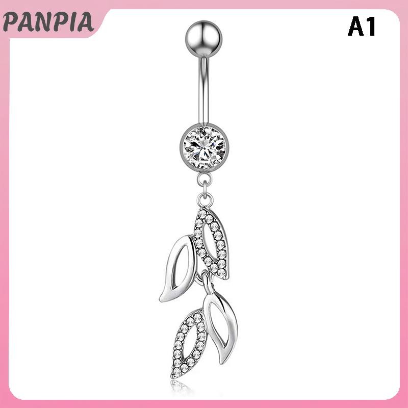 PANPIA-Zircon Trái Tim Trăng Tòn Ten Bụng Nút Nhẫn Thép Không Gỉ Rốn Barbell Nhẫn Cơ Thể Trang Sức Xuyên Cho Nữ Cô Gái