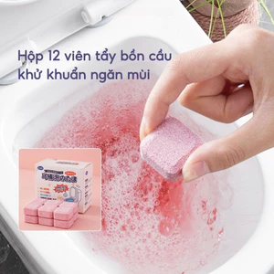 Hộp 12 viên tẩy bồn cầu khử mùi diệt vi khuẩn toilet Viên sạch bồn cầu tẩy bay vết ố bẩn