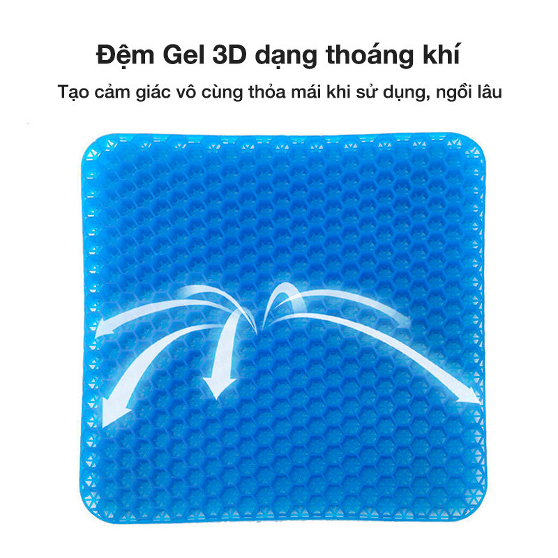 Đệm ngồi silicon 3D thoáng khí lót mông dùng cho ghế văn phòng thiền chống mỏi và thâm mông