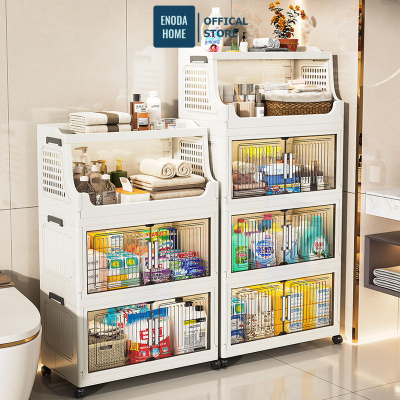 Tủ Gấp Gọn Đựng Đồ Phòng Tắm ENODA HOME, Tủ Kệ Đựng Đồ Đa Năng Nhà Tắm Có Bánh Xe Di Chuyển Tiện Lợi TUN052