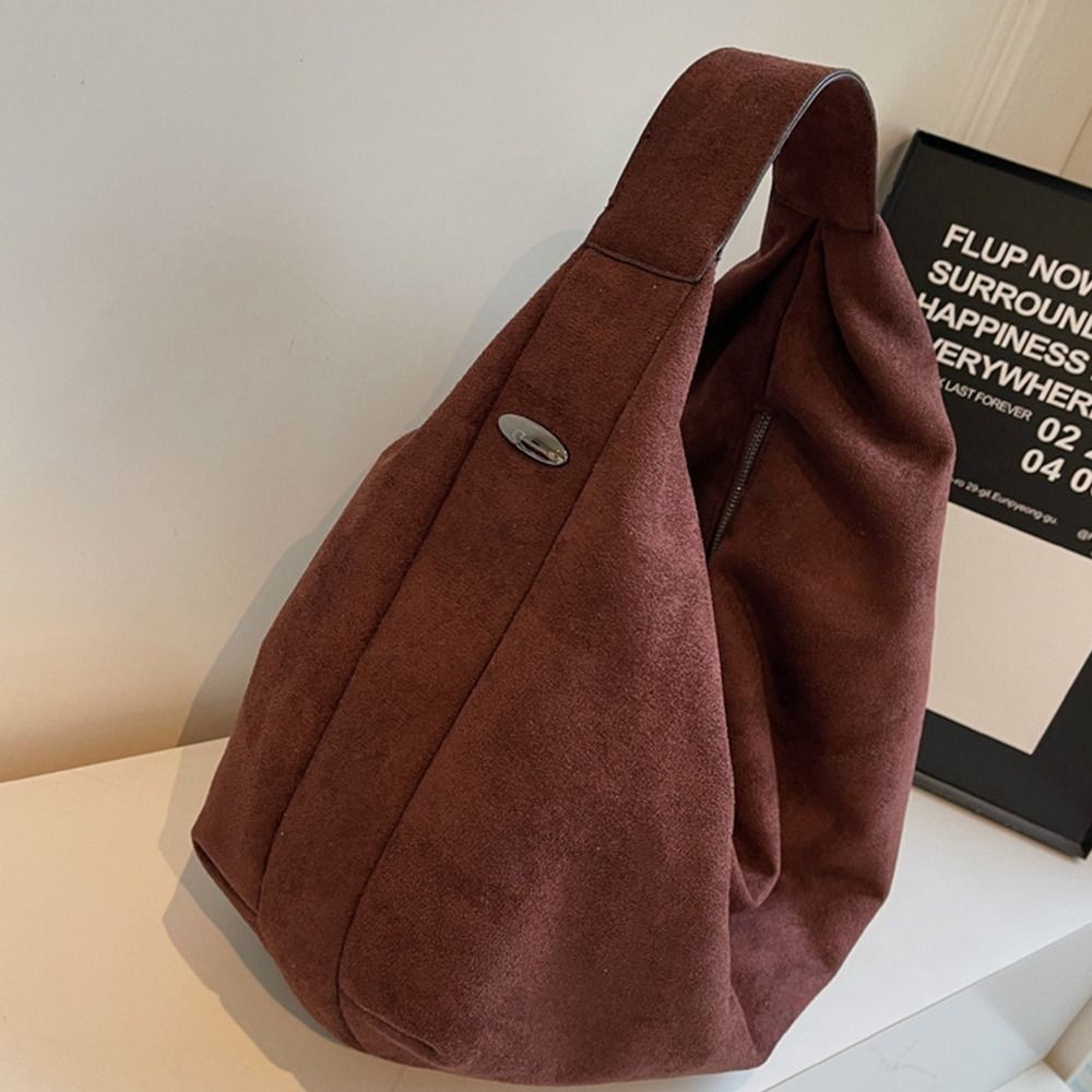 Túi đeo vai da lộn GOJO, Túi xách Hobo dung tích lớn, Túi đeo chéo nữ phong cách Hàn Quốc đơn giản thời trang phong cách Hàn Quốc thu đông
