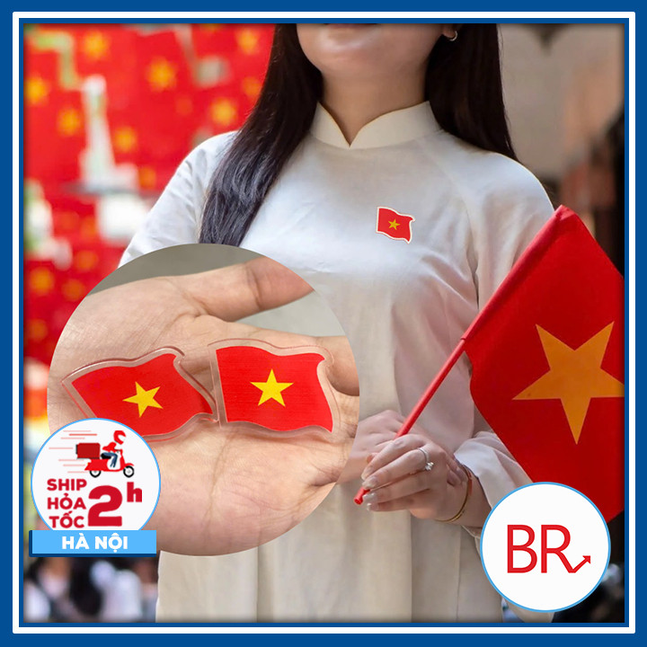 Pin cài áo lá cờ Việt Nam- Cài áo học sinh, mũ, balo cờ đỏ sao vàng, quà lưu niệm yêu nước Việt Nam ngày 2/9