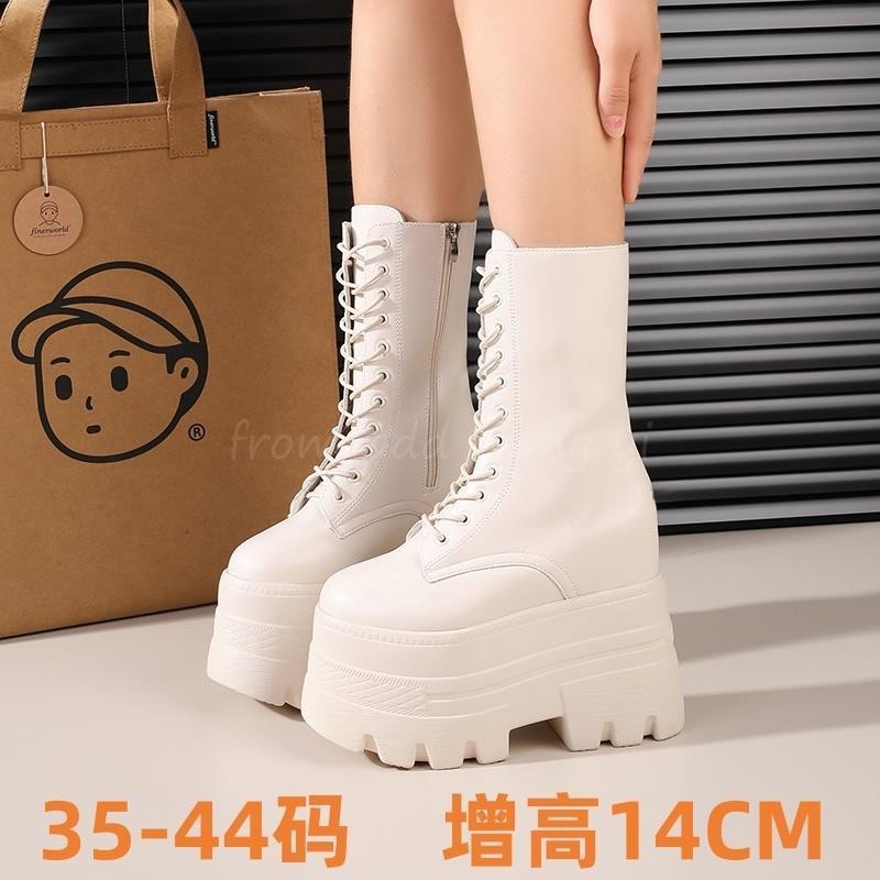 Cos Tăng Chiều Cao Giày 14cm Trắng Dày Đế Nhỏ Kích Thước Lớn Mùa Hè Truyện Tranh Triển Lãm Nền Tảng Giày Tăng Chiều Cao Giày Bốt Martin