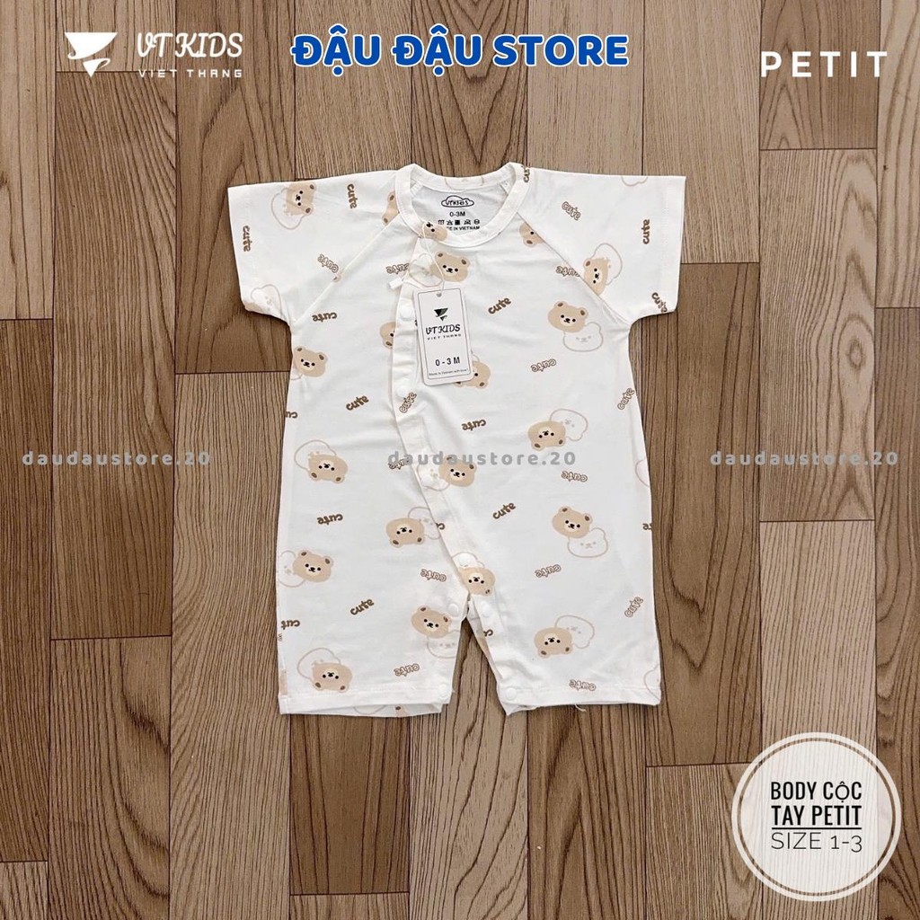 Set 2/3 Body Cộc Tay Thun Petit VT Cúc Bấm Vạt Chéo Sơ Sinh mềm mịn cho bé trai bé gái 3-9kg VT-BDC06 Đậu Đậu Store