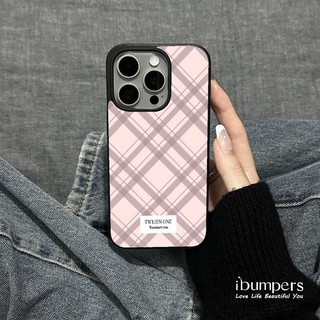 ibumpers Ốp Điện Thoại iPhone Hàn Quốc Màu Hồng Tươi Tím Họa Tiết Kẻ Sọc Cho IPhone 16 15 14 12 13 11 Pro Max IP 7 8 Plus X XS XR Ốp Lưng Mỏng Silicon Mềm Da Họa Tiết