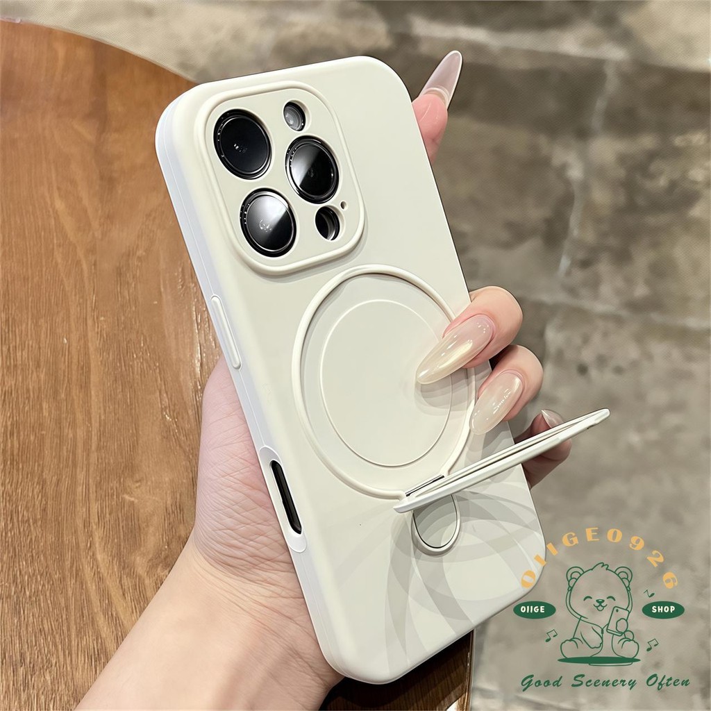 Macaroon Skin Sense Bracket Ốp điện thoại từ tính iphone16 Pro Max 15 14 13 12 11 vỏ cho vỏ iPhone Vỏ mềm silicon TPU chống sốc