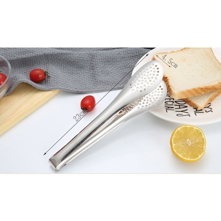 Kẹp gắp topping inox tổ ong đầu tròn