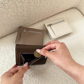 Ví nữ Mini màu trơn phong cách ngắn gọn Hộp đựng thẻ đa năng Dung tích lớn Ví tiện lợi