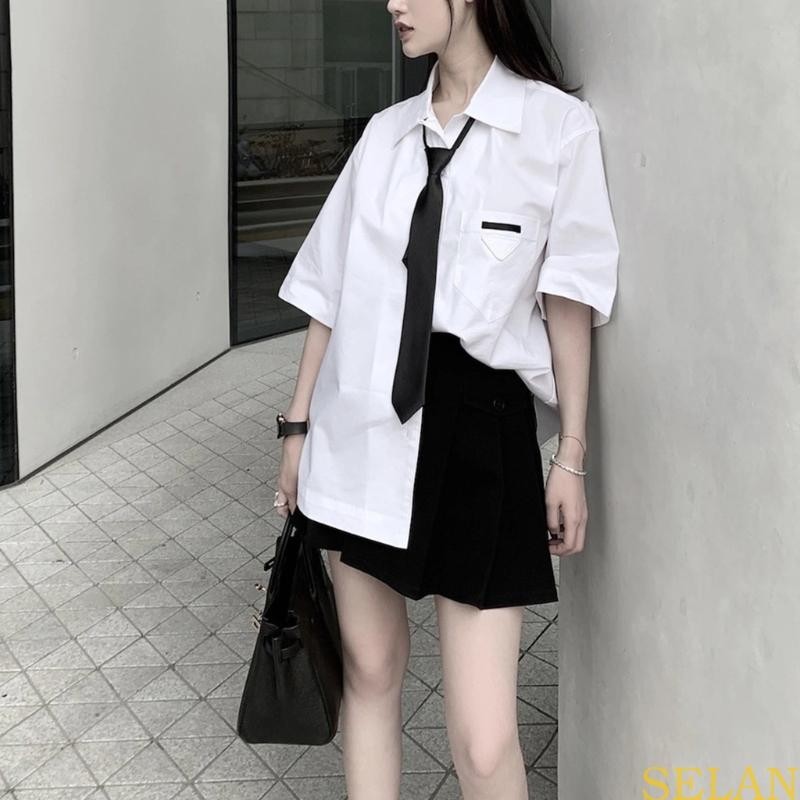 Sela Thanh Thiếu Niên Học Sinh Áo Sơ Mi Cà Vạt Nữ Phong Cách Đại Học Đồng Nhất Trơn Dây Buộc Có Thể Tháo Rời(only Cà vạt)