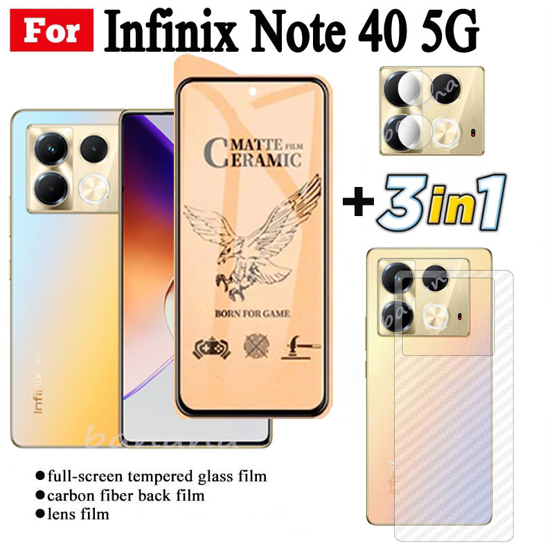 Kính cường lực gốm 3 TRONG 1 Infinix Note 40 5G cho Infinix Note40 4G Bảo vệ màn hình Ống kính máy ảnh Kính và Phim mặt sau