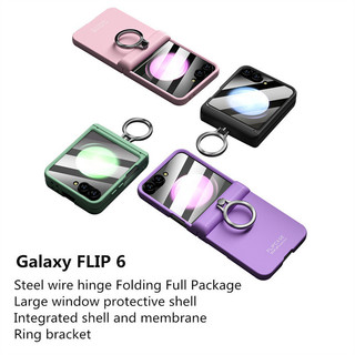 Dành Cho Samsung Galaxy Z Flip 6 Z Flip 5 Vỏ Sang Trọng Nhiều Màu Sắc Thân Thiện Với Da Mờ Gấp Bản Lề Vòng Giá Đỡ Có Gương Phim Chống Sốc Bìa Cứng